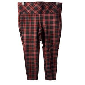 New Torrid 0 Womens Size 12 Red Black Rayon Blend Plaid Ponte Pixie Pants